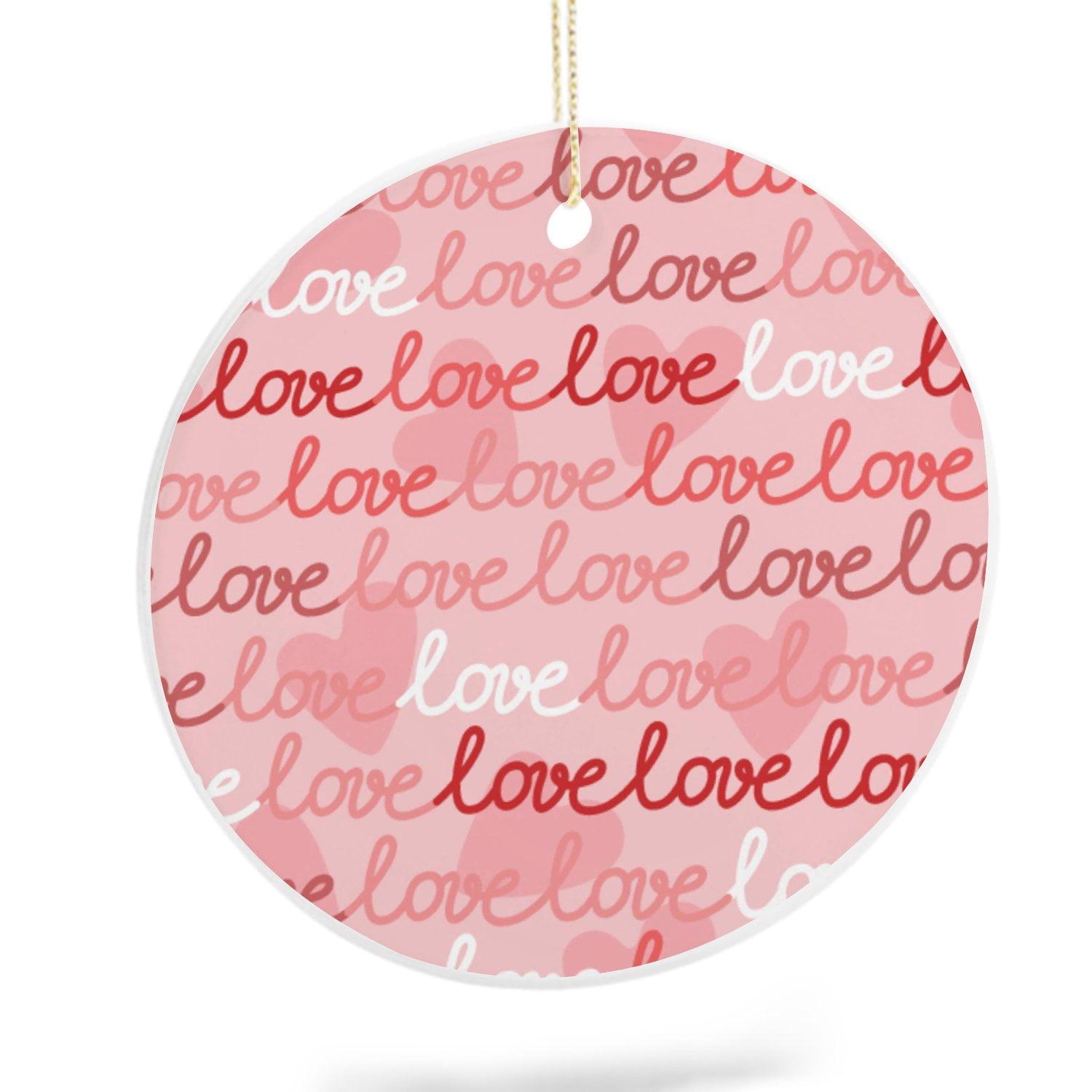 SKYSONIC Christmas Round Ornament,Love Pattern,SingleSided Design 2.9