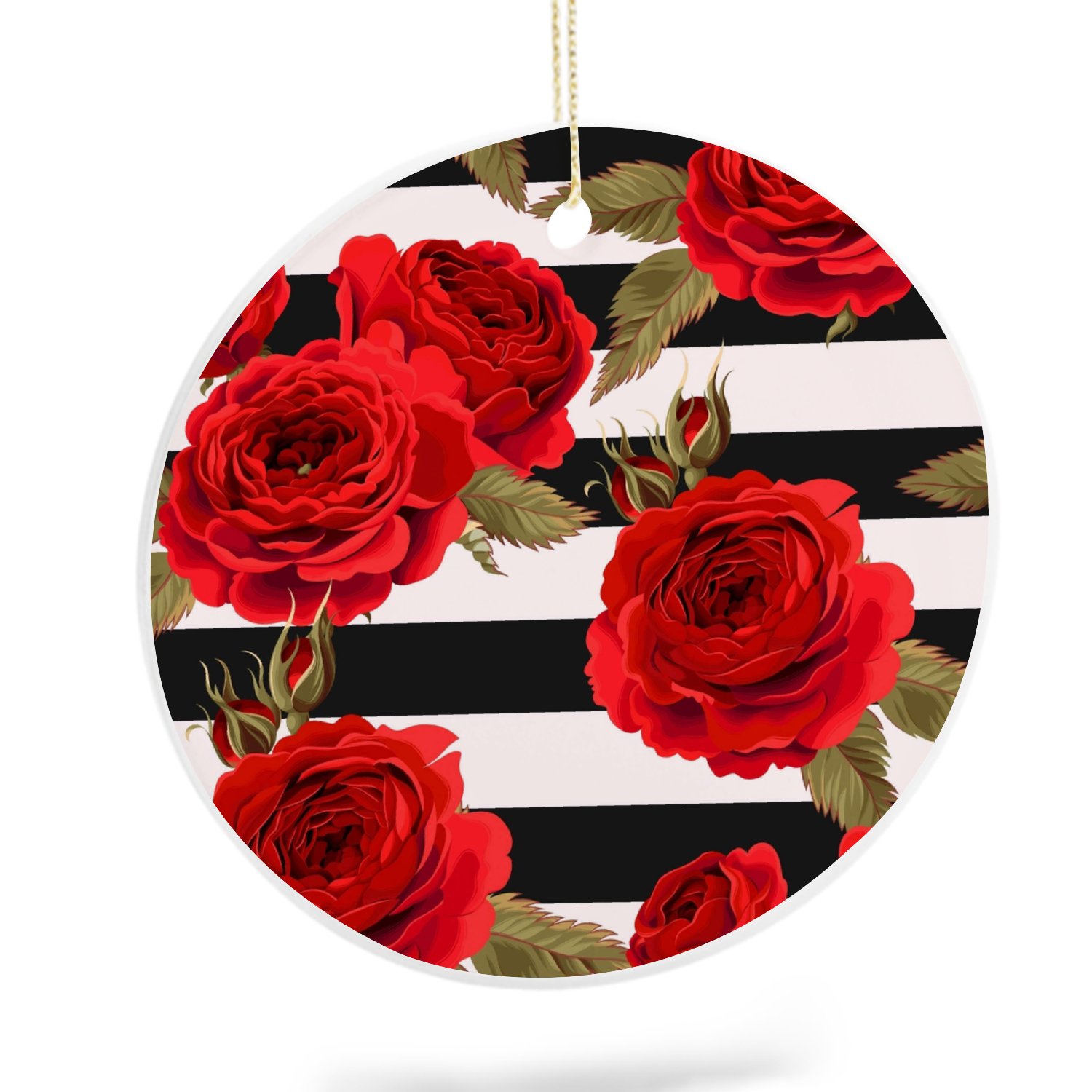 SKYSONIC Christmas Round Ornament,Roses Ground,SingleSided Design 2.9