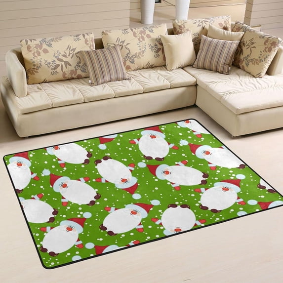 SKYSONIC Christmas Santa Claus Non-Slip Area Rug, Cute Kriss Kringle Floor Carpet Comfort Floor Mats Decor for Indoor Front Porch,Living Room, Bedroom,Kitchen,72"x48"