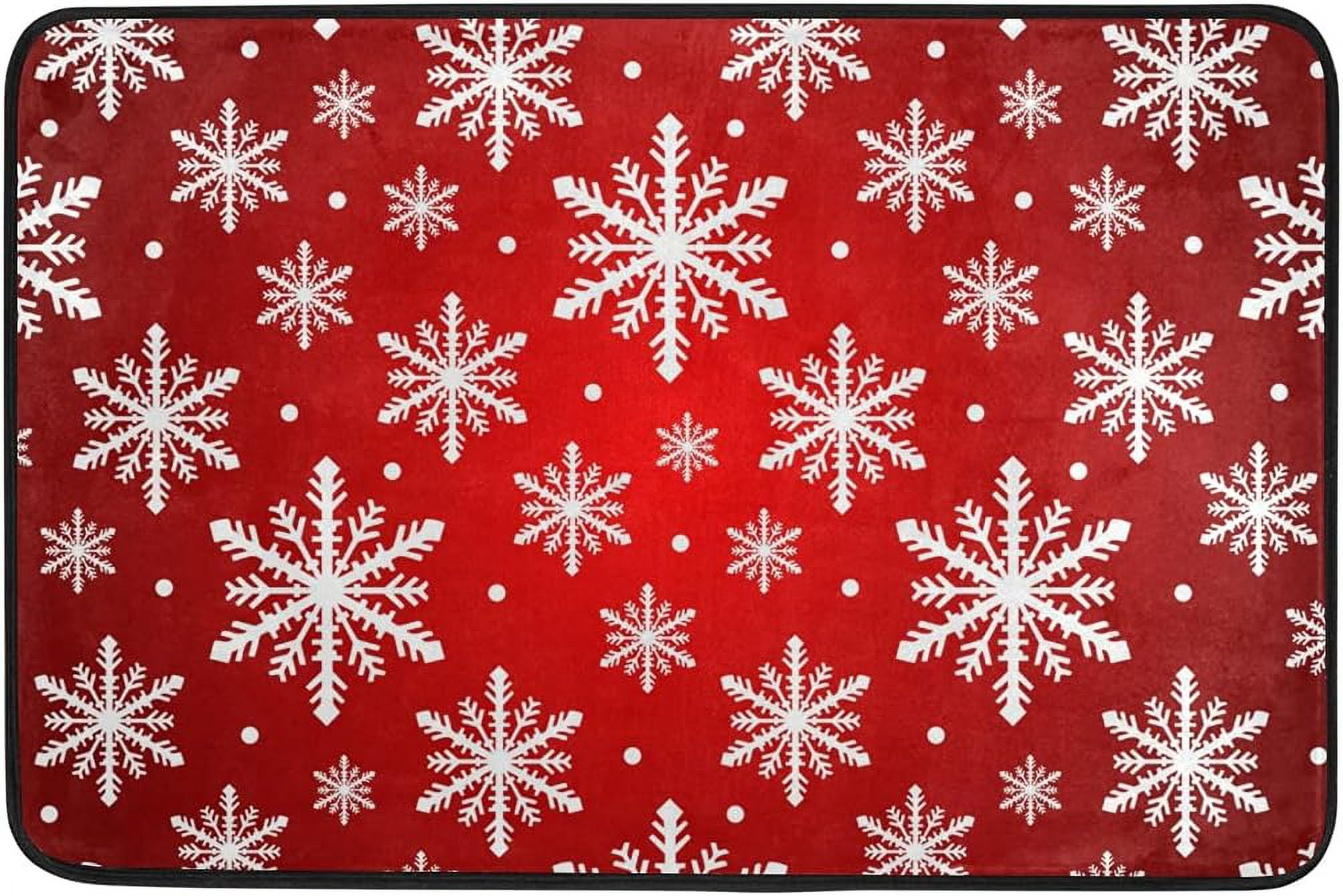 SKYSONIC Christmas Snowflake Door mat Non Slip Floor Door Rug Soft