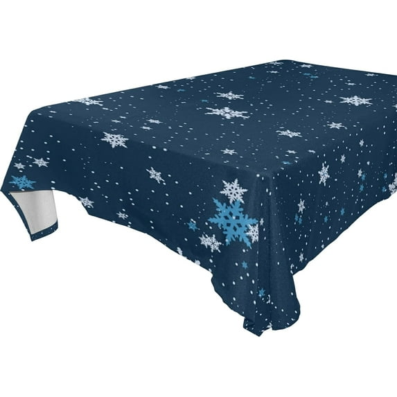 SKYSONIC Christmas Snowflake Tablecloth Waterproof Washable Polyester Square Table Cover Durable Tablecloth for Kitchen Dining Table Party Decor (54 X 54 Inch)