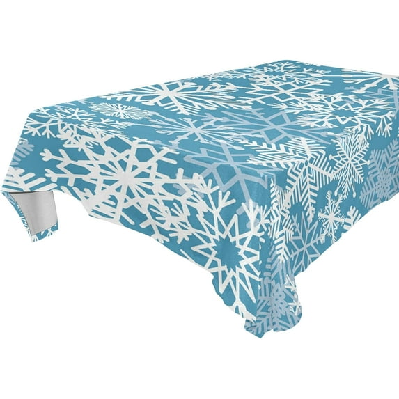 SKYSONIC Christmas Snowflake Tablecloth Waterproof Washable Polyester Square Table Cover Durable Tablecloth for Kitchen Dining Table Party Decor (60 X 108 Inch)