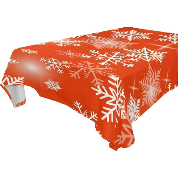 SKYSONIC Christmas Snowflake Tablecloth Waterproof Washable Polyester Square Table Cover Durable Tablecloth for Kitchen Dining Table Party Decor (60 X 108 Inch)