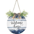thumbnail image 1 of SKYSONIC Christmas Snowflakes Welcome Sign Front Door Decoration Round Door Hanging Sign Porch Decorations for Home Outdoor Indoor Holiday Fall Halloween Christmas - 11.8x11.8 inch, 1 of 7