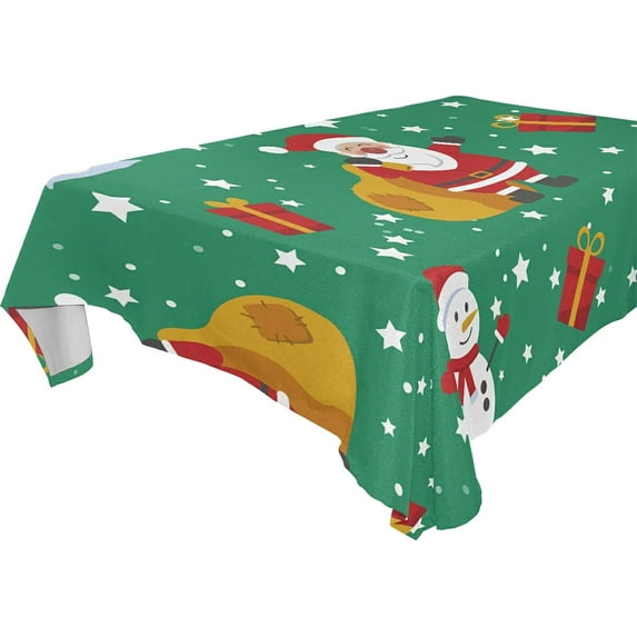 SKYSONIC Christmas Snowman Tablecloth Waterproof Washable Polyester Square Table Cover Durable Tablecloth for Kitchen Dining Table Party Decor (54 X 72 Inch)