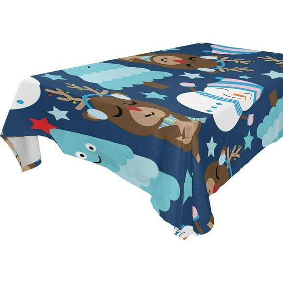 SKYSONIC Christmas Snowman Tablecloth Waterproof Washable Polyester Square Table Cover Durable Tablecloth for Kitchen Dining Table Party Decor (54 X 72 Inch)