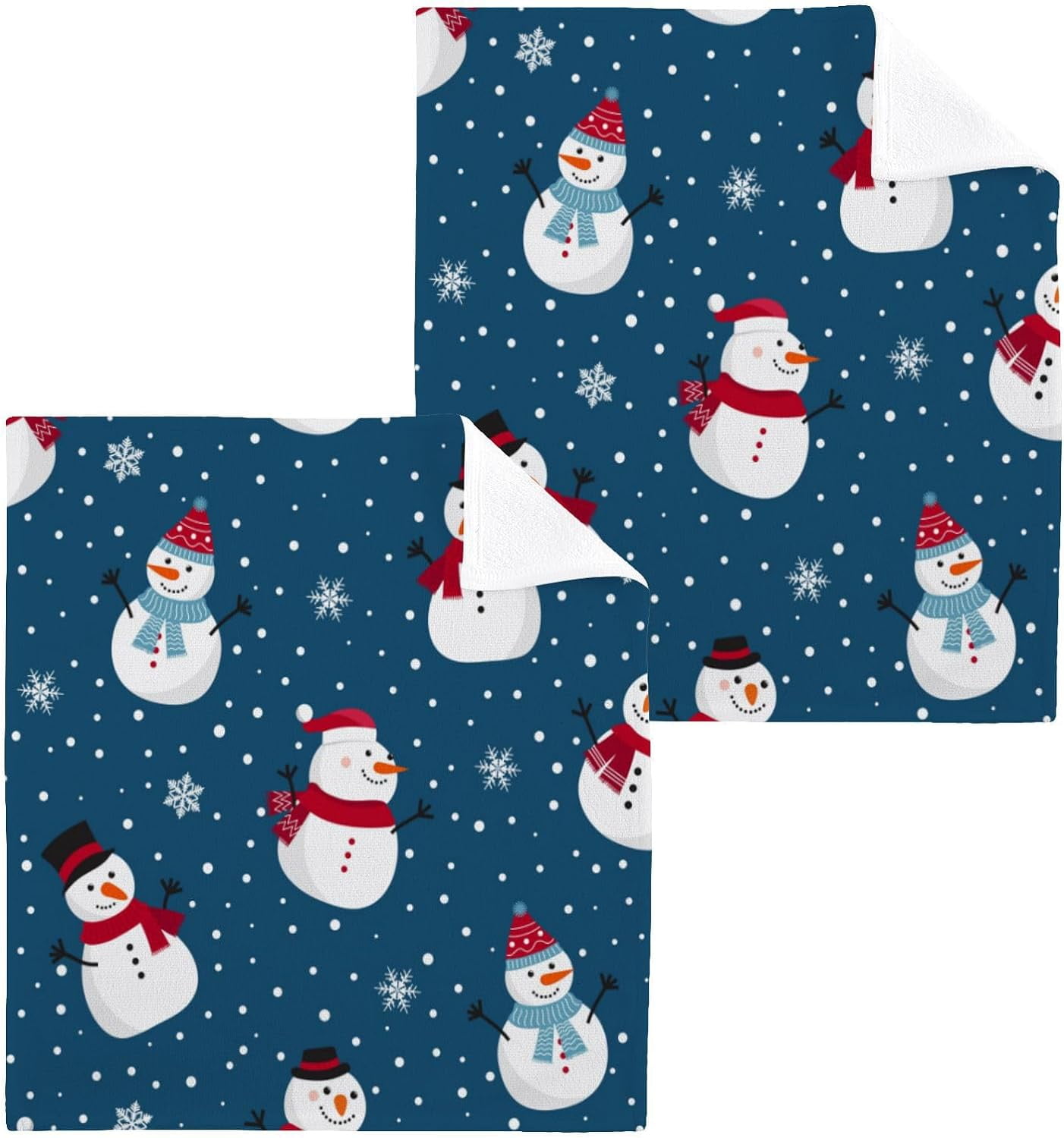 SKYSONIC Christmas Snowman Washcloths Set of 6, Highly Absorbent Soft
