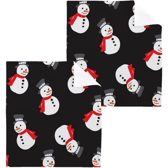 SKYSONIC Christmas Snowman Washcloths Set of 6, Highly Absorbent Soft Cotton Fingertip Towels for Bathroom, Kitchen, Gym, Spa, Home Decor, 12x12 Inch