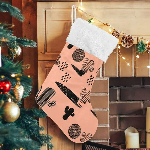 SKYSONIC Christmas Stocking Personalized Cactus Large Candy Stocking Hanging Gift Xmas Stockings Decoration 2 PCS for Family Holiday Party Ornaments Decor Fireplace