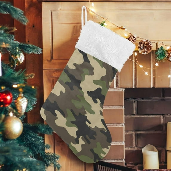 SKYSONIC Christmas Stocking Personalized Camoouflage Large Candy Stocking Hanging Gift Xmas Stockings Decoration 2 PCS for Family Holiday Party Ornaments Decor Fireplace