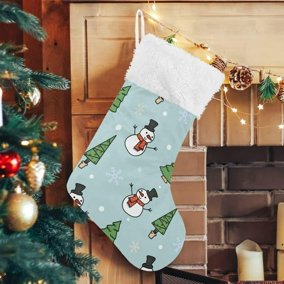 SKYSONIC Christmas Stocking Personalized Christmas Snowman Large Candy Stocking Hanging Gift Xmas Stockings Decoration 2 PCS for Family Holiday Party Ornaments Decor Fireplace
