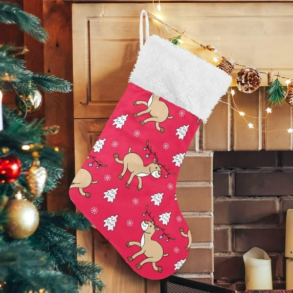 SKYSONIC Christmas Stocking Personalized Christmas Tree Large Candy Stocking Hanging Gift Xmas Stockings Decoration 1 PC for Family Holiday Party Ornaments Decor Fireplace