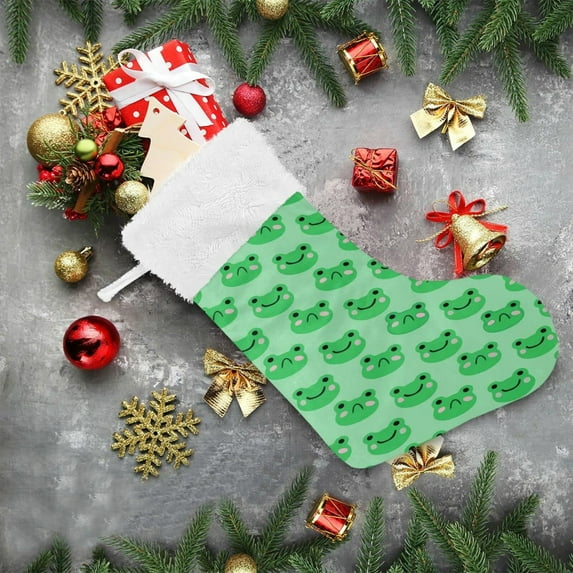 SKYSONIC Christmas Stockings 2PCS,Cute Frog Big Xmas Stockings Gift Decorations and Party Supplies,Used for Fireplace Decoration Socks Christmas Tree Decoration