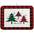 thumbnail image 1 of SKYSONIC Christmas Tree Dish Drying Mat Absorbent Reversible Microfiber Drying Mat Happy New Year Buffalo Check Plaid Machine Washable Dish Drying Pad for Kitchen Counter Large 16x18 inch, 1 of 6