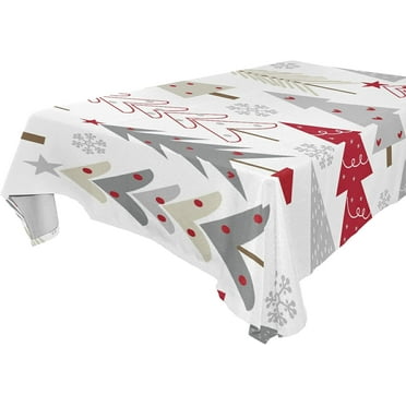 SKYSONIC Christmas Tree Tablecloth Waterproof Washable Polyester Square Table Cover Durable Tablecloth for Kitchen Dining Table Party Decor (60 X 120 Inch)