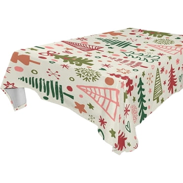 SKYSONIC Christmas Tree Tablecloth Waterproof Washable Polyester Square Table Cover Durable Tablecloth for Kitchen Dining Table Party Decor (60 X 60 Inch)