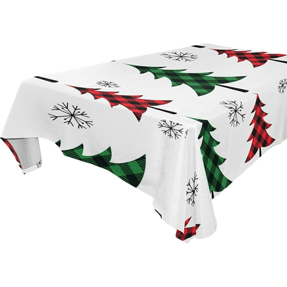 SKYSONIC Christmas Tree Tablecloth Waterproof Washable Polyester Square Table Cover Durable Tablecloth for Kitchen Dining Table Party Decor (60 X 120 Inch)