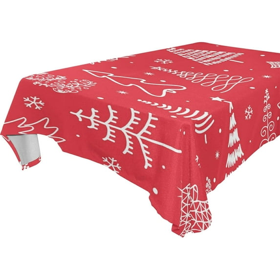 SKYSONIC Christmas Tree Tablecloth Waterproof Washable Polyester Square Table Cover Durable Tablecloth for Kitchen Dining Table Party Decor (60 X 60 Inch)