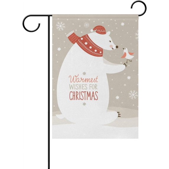 SKYSONIC Christmas White Bear and Birdy Double-Sided Printed Garden House Sports Flag-28x40(in)-Polyester Decorative Flags for Courtyard Garden Flowerpot