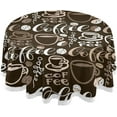 thumbnail image 1 of SKYSONIC Coffee Cute Doodle Cup Tablecloth Round Tablecloths Polyester Tablecover Cloths Washable Tabletop Runner Kitchen Party Picnic Dining Home Decor 60inch, 1 of 7