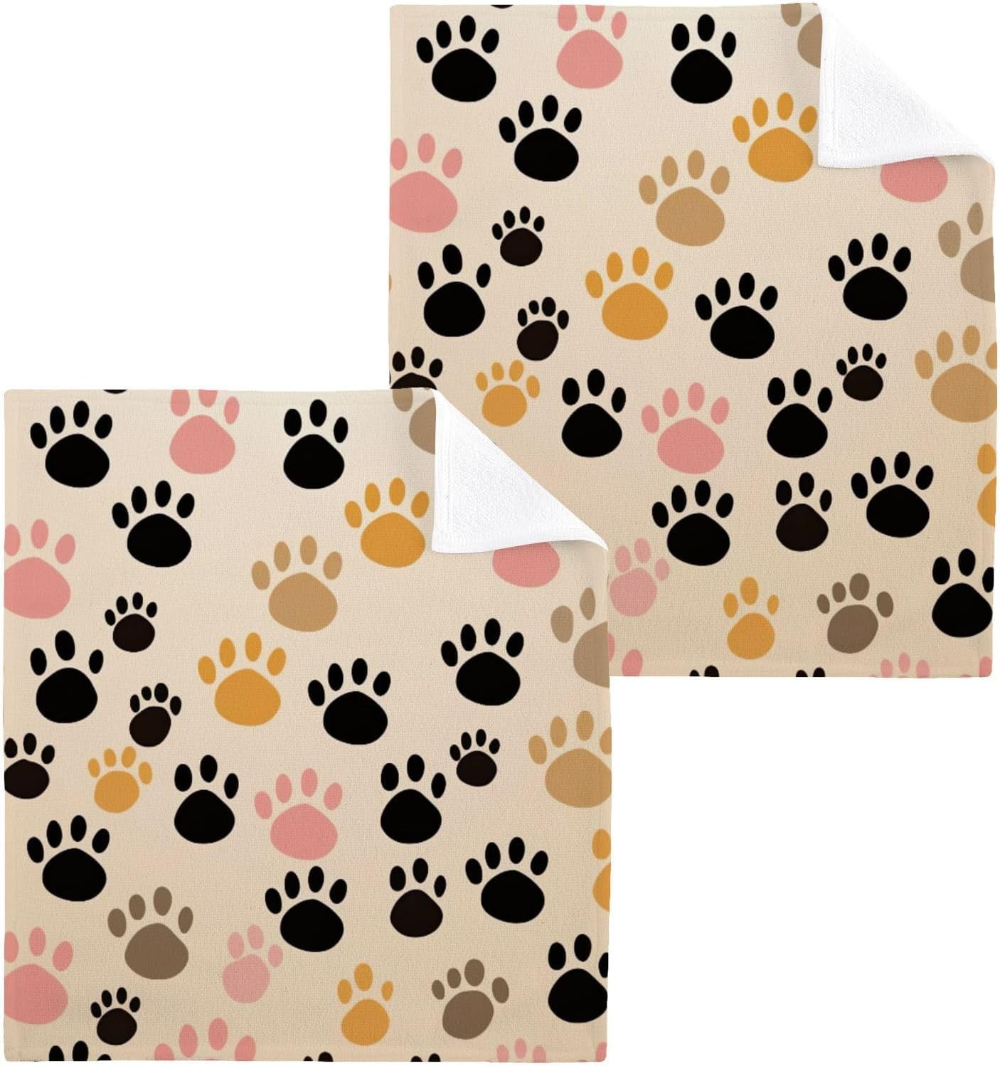 SKYSONIC Colorful Dog Paws Cotton Washcloths Set of 6, 12"x12" Soft