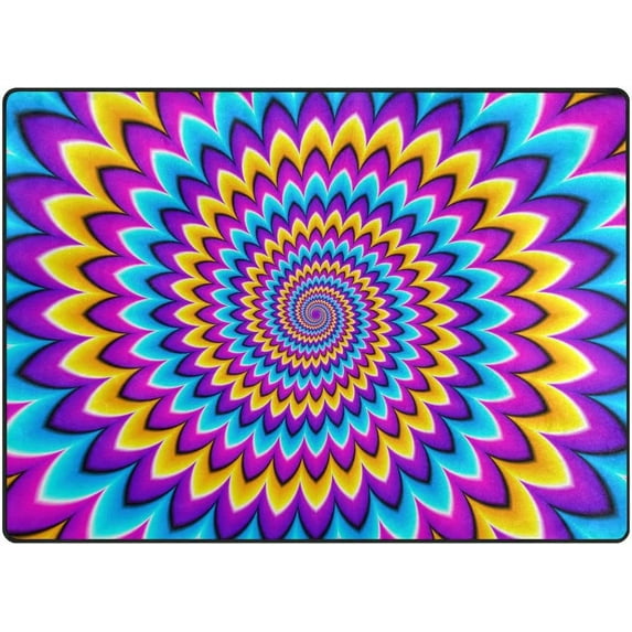 SKYSONIC Colorful Hypnotic Spiral Trippy Area Rug 4'x5' Pet & Child Friendly Carpet for Living Room Bedroom Dining Room,Indoor Outdoor Soft Rug Washable Non Slip Comfortable Area Rug