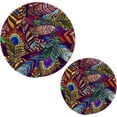 thumbnail image 1 of SKYSONIC Colorful Peacock Feather Pot Holders Trivets, 2 Pcs Heat Resistant Trivets,Embroidery Cotton Thread Weave Mats for Hot Pads Pans Pot Bowl Teapot for Kitchen Decor, 1 of 7