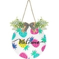thumbnail image 1 of SKYSONIC Colorful Pineapple Welcome Sign Front Door Decor Round Door Hanging Sign Porch Decorations for Farmhouse Summer Holiday Fall Halloween Christmas - 12x12 inch, 1 of 7
