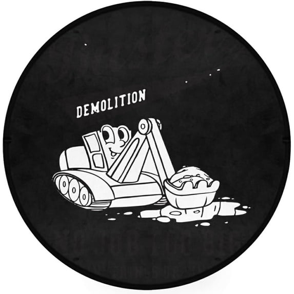 SKYSONIC Coloring Vehicle CartoonRound Area Rug Chair Couch Cover Area Rug for Bedroom Floor Sofa Living Room Non-Slip Home Decor 3 x 3 Feet