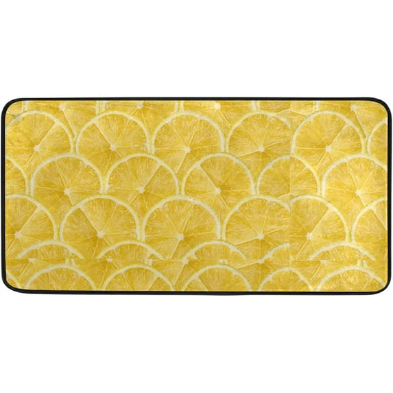 SKYSONIC Cool Sour Citrus Fruit Kitchen Mats Washable Long Floor Runner Rug Non-Slip Fatigue Area Rugs Lemon Slice Pattern Absorbent Doormat Cushioned,39x20 in