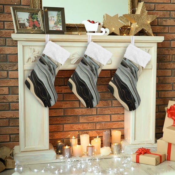 SKYSONIC Cow Print Christmas Stocking Personalized Large Candy Stocking Hanging Gift Xmas Stockings Decoration for Family Holiday Party Ornaments Decor Fireplace