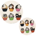 thumbnail image 1 of SKYSONIC Cute Cat Cupcake Pot Holders Trivets, 2 Pcs Heat Resistant Trivets,Halloween Doodle Cartoon Cotton Thread Weave Mats for Hot Pads Pans Pot Bowl Teapot for Kitchen Decor, 1 of 7