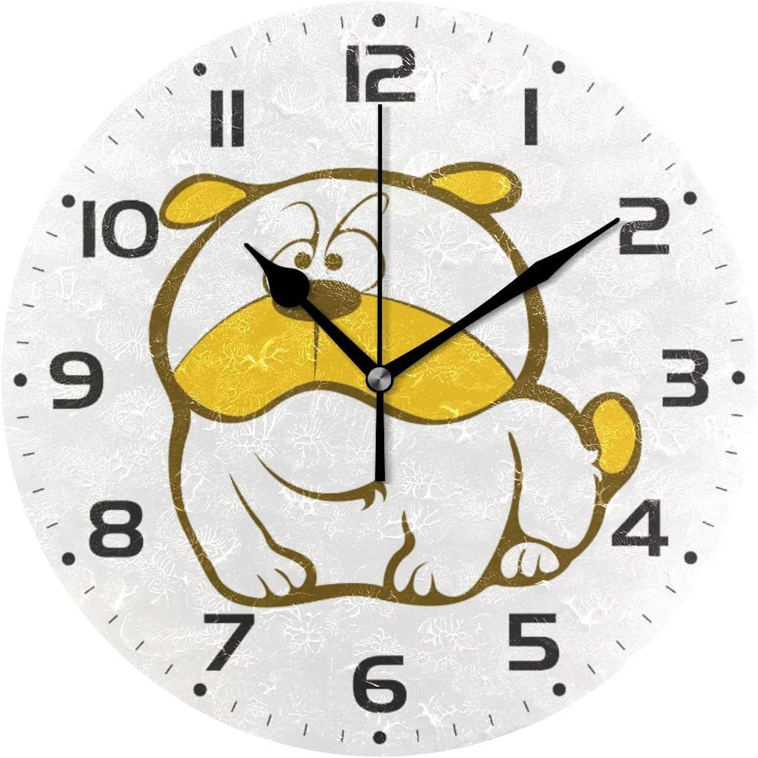 SKYSONIC Cute Dog Wall Clock 10 Inch Silent Non Ticking Round Clock Oil ...