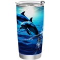 SKYSONIC Cute Dolphins Cups with Straws and Lids 20 OZ Stainless Steel ...