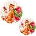 thumbnail image 1 of SKYSONIC Cute Ginger Cat Pot Holders Trivets, 2 Pcs Heat Resistant Trivets,Watermelon Summer Cotton Thread Weave Mats for Hot Pads Pans Pot Bowl Teapot for Kitchen Decor, 1 of 7