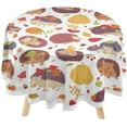 thumbnail image 1 of SKYSONIC Cute Hedgehogs Round Tablecloth 60inch Indoor Wrinkle Free, Autumn Pumpkin Circular Lace Table Cover Washable for Kitchen Party BBQ Dining Decor, 1 of 7