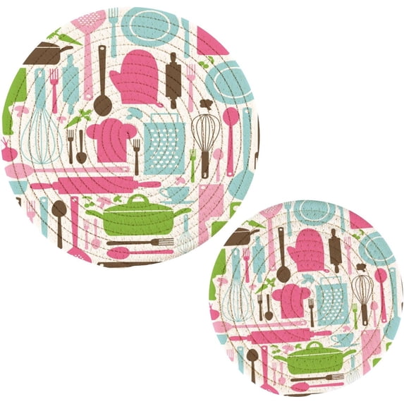 SKYSONIC Cute Kitchen cs Trivet Pot Holder Potholders for Kitchens 100% Cotton Thread Weave Trivets Kitchen Trivet for Table Countertop Protector Hot Pads Pans Mats