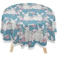 thumbnail image 1 of SKYSONIC Cute Rabbits Flowers Easter Round Tablecloth 60inch Indoor Wrinkle Free, Blue Dots Circular Lace Table Cover Washable for Kitchen Party BBQ Dining Decor, 1 of 7