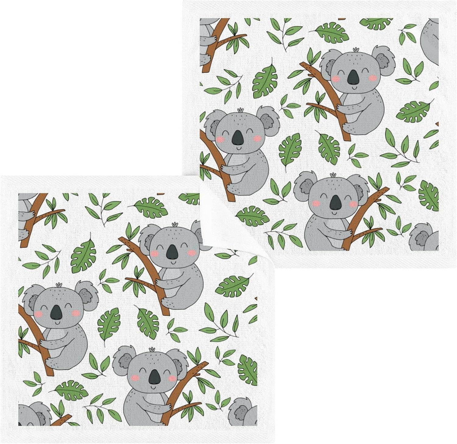 SKYSONIC Cute Sleeping Koala Bear Wash Cloths 6 Pack 12 x 12 Inch
