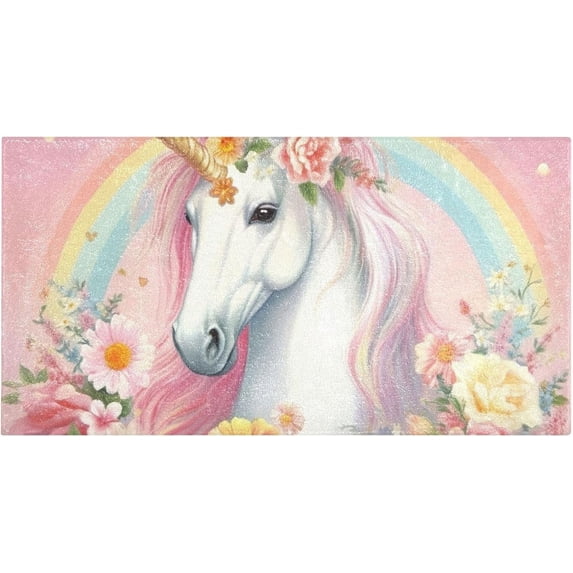 SKYSONIC Cute Unicorn Pink Kitchen Mats 20"x39" Absorbent Non Slip Runner Rug Machine Washable Kitchen Floor Mat for Home Bathroom Door