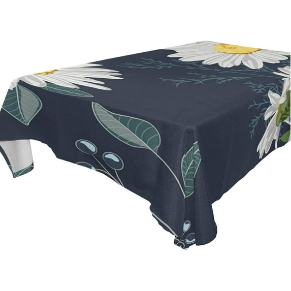 SKYSONIC Daisy Flower Tablecloth Waterproof Washable Polyester Square Table Cover Durable Tablecloth for Kitchen Dining Table Party Decor (54 X 54 Inch)