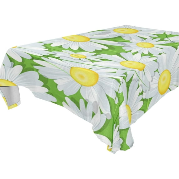 SKYSONIC Daisy Flower Tablecloth Waterproof Washable Polyester Square Table Cover Durable Tablecloth for Kitchen Dining Table Party Decor (54 X 54 Inch)
