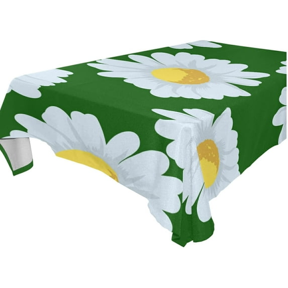 SKYSONIC Daisy Flower Tablecloth Waterproof Washable Polyester Square Table Cover Durable Tablecloth for Kitchen Dining Table Party Decor (60 X 60 Inch)