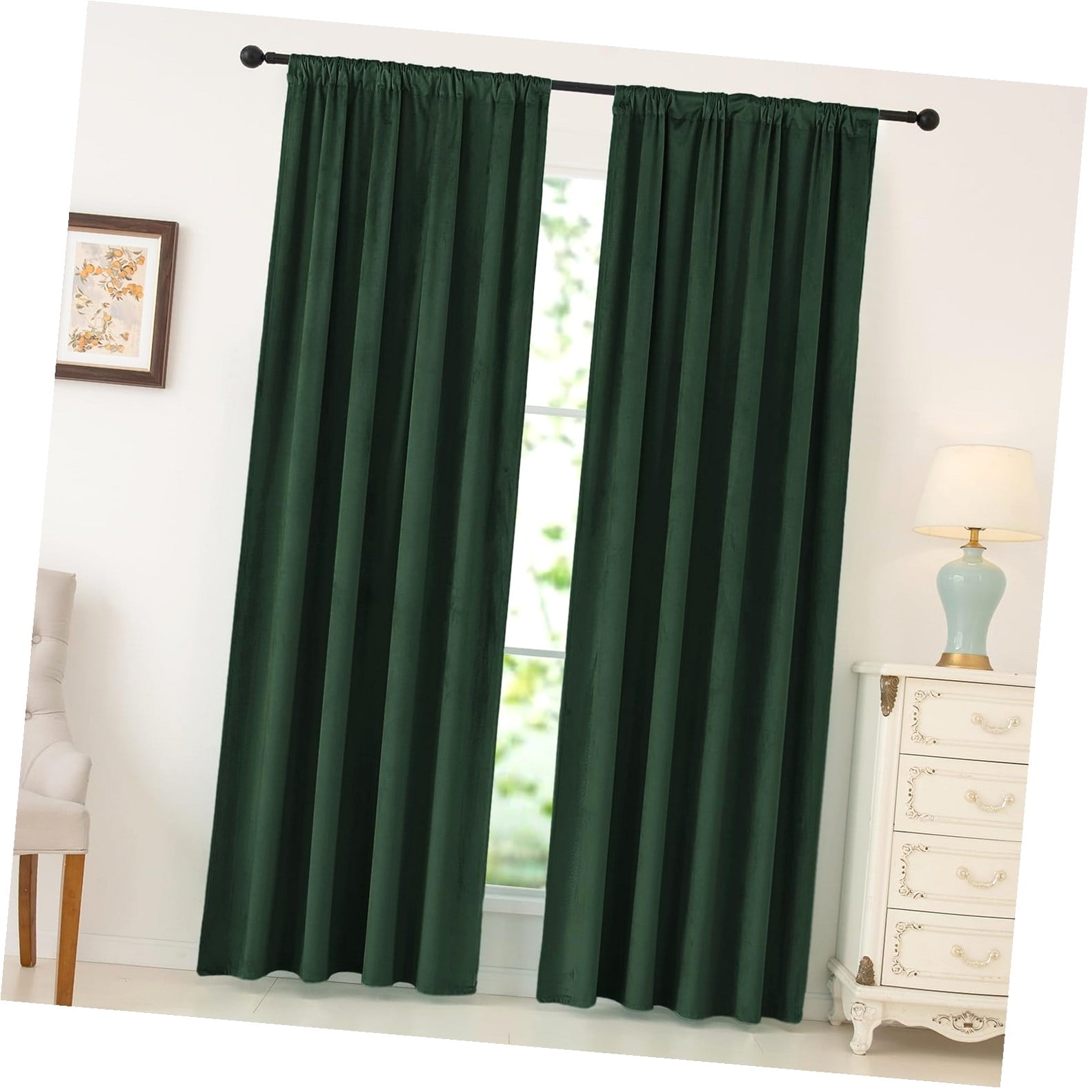 SKYSONIC Dark Velvet Curtains 42 Inches Width 84 Inches Long Soft ...