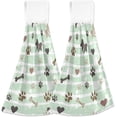 thumbnail image 1 of SKYSONIC Dog Paw Pattern 2Pcs Kitchen Hanging Towel Set Hand Hanging Towels with Hanging Loop, Absorbent Bathroom Hand Towel Soft Thick Dish Cloth Dry Towel for Kitchen Bathroom, 12"x17", 1 of 6