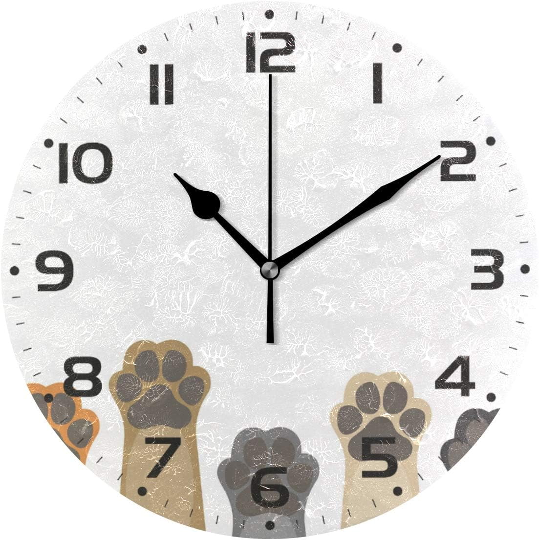 SKYSONIC Dog Paw Wall Clock 10 Inch Silent Non Ticking Round Clock Oil ...