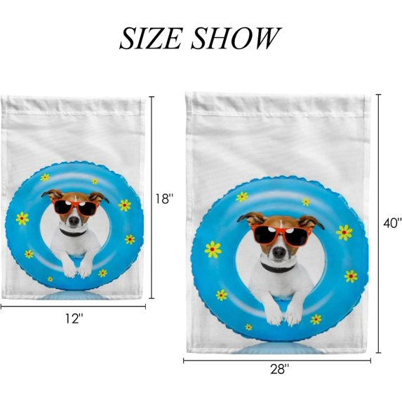 SKYSONIC Dog Sunbathing with Air Mattress Double-Sided Printed Garden House Sports Flag 28x40in Polyester Decorative Flags for Courtyard Garden Flowerpot