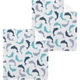 thumbnail image 1 of SKYSONIC Dolphin Cotton Washcloths Set of 2, Highly Absorbent Soft Fingertip Towel for Bathroom, Gym, Hotel and Spa, 12 x 12 Inch, 1 of 7