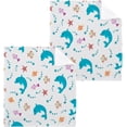 thumbnail image 1 of SKYSONIC Dolphin Cotton Washcloths Set of 4, Highly Absorbent Soft Fingertip Towel for Bathroom, Gym, Hotel and Spa, 12 x 12 Inch, 1 of 7