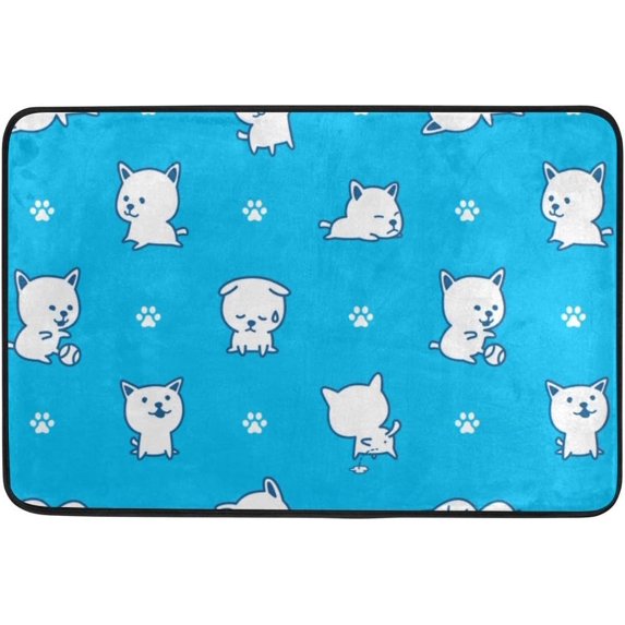 SKYSONIC Doormat Animal Playing Blue Pattern Lightweight Non Slip Indoor Outdoor Entryway Rugs Floor Mat for Bathroom Kitchen Entrance 23.6 x 15.7 inches